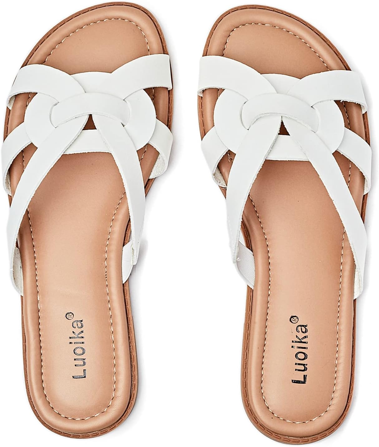 Women's Wide Width Flat Slides Sandals, Slip on Slide Sandal Casual Comfortable Summer Beach Shoes for Women.
