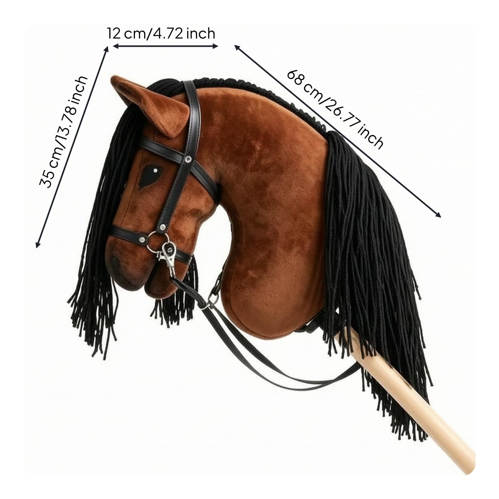 Amagogo Cavallo su Bastone Robusto Giocattolo, 68 Cm, Marrone