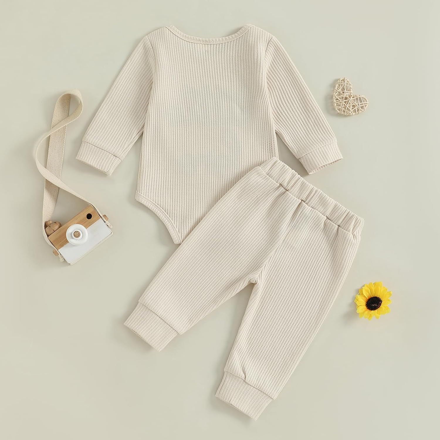 pengnight Baby Boy Clothes Little Brother Newborn Outfits Little Bro Embroidery Waffled Long Sleeve Romper Pants Fall Clothes - Image 8
