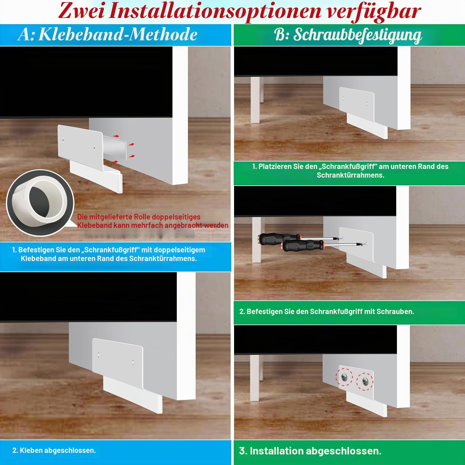 Schrankfußgriff für Müllschublade, freihändiger Müllöffner, langlebiges Edelstahl-Material, Schrankfuß-Design für Schranktüren in Küchen, Waschküche und Müllraum (weiß)