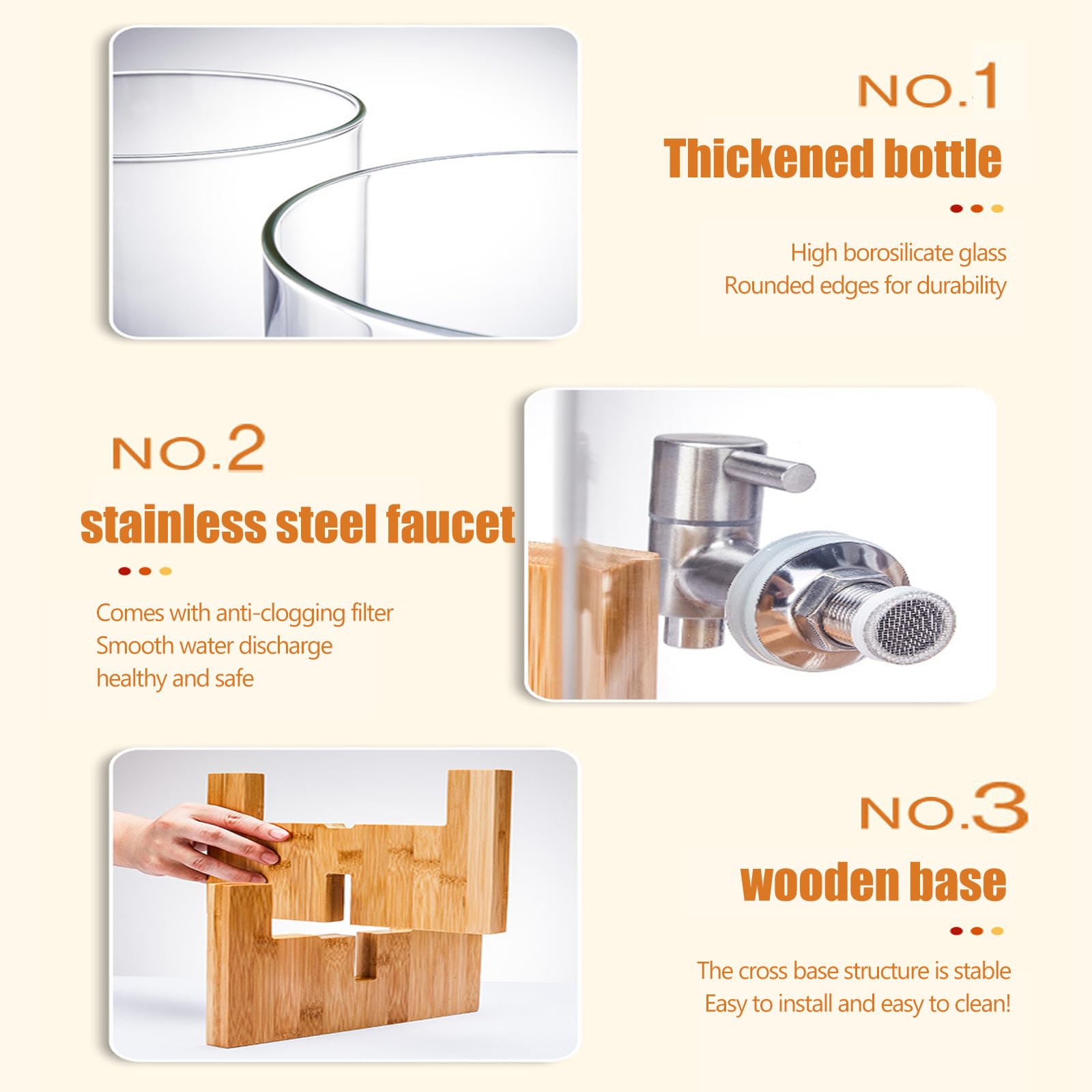 Dozownik napojów z pokrywką i uchwytem, duży czajnik 8 l na gorące lub zimne napoje, łatwy do napełnienia, szeroki otwór, idealny do wody, soku, piwa i nie tylko