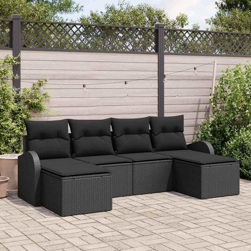 Modułowy zestaw sof polirattan ogrodowy odporny na UV czarny 234x117x85 cm