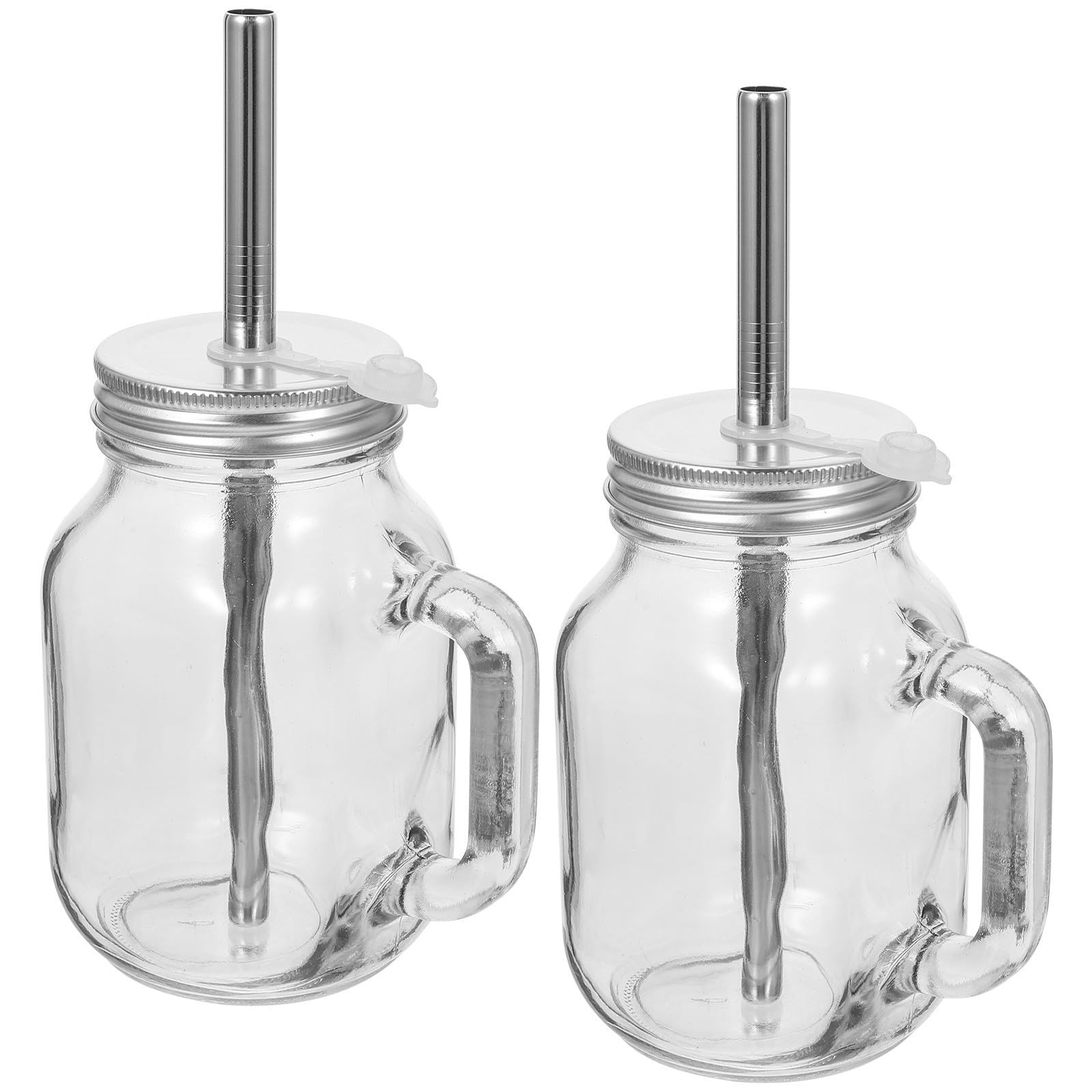 Vasos de vidrio premium de 650ml con tapa y pajita de acero inoxidable