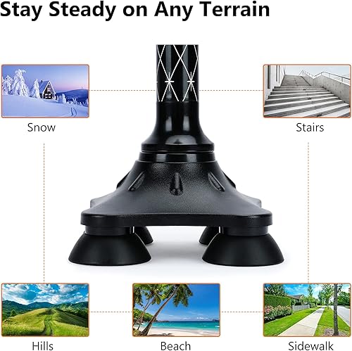 Miniatura 7 de KAKICLAY Bastón plegable con luz LED para mujeres y hombres, plegable, ajustable, plegable, de aluminio ligero para personas mayores y adultos