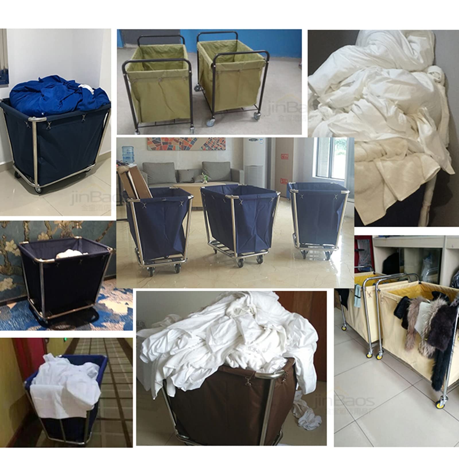 Carrello per lavanderia industriale – Carrello per biancheria da hotel resistente per scuole, uffici, hotel – grande carrello per pulizie