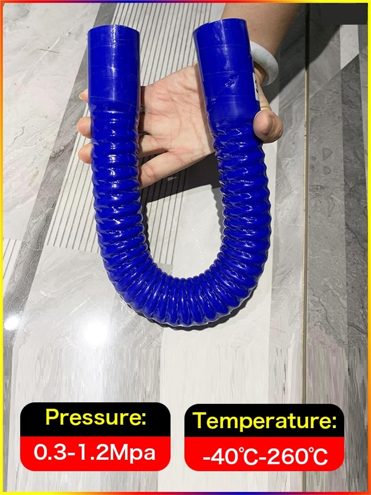 Manguera de Silicona de Vacío Manguera flexible de silicona azul 500 mm longitud y 2 abrazaderas. Tubo admisión aire para radiador alta presión temperatura (ID30-1000 mm)(Blue ID100X500MM)