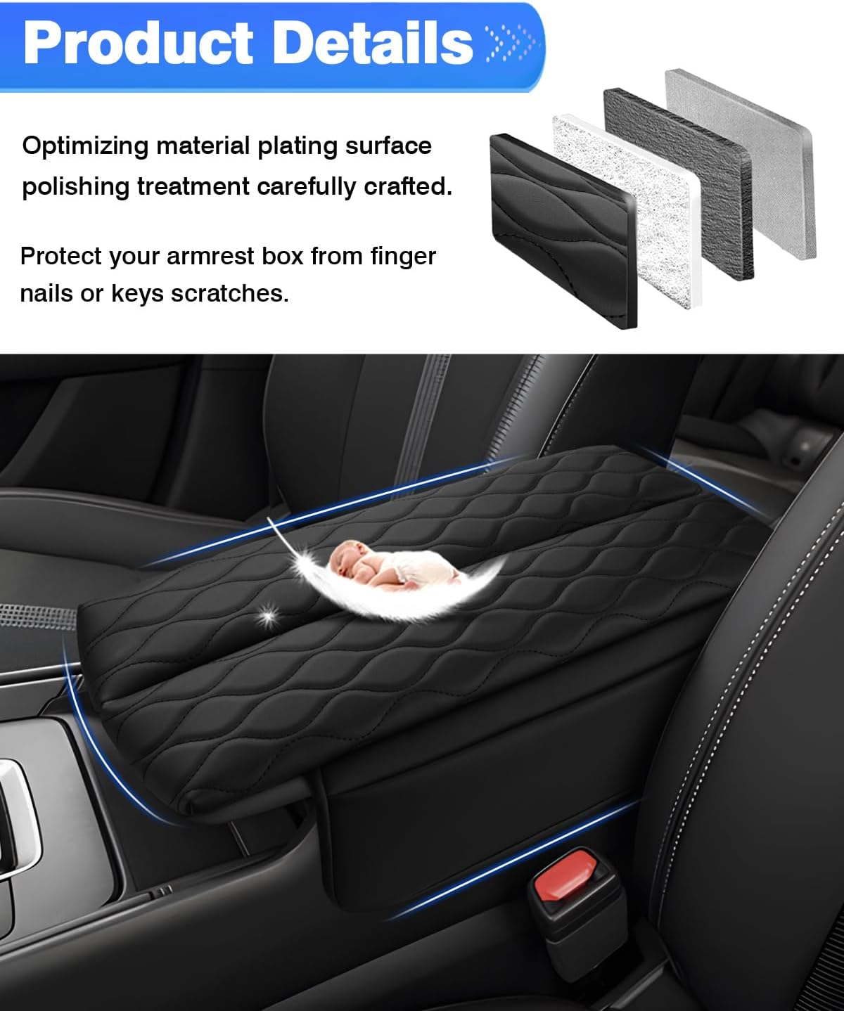 Autorder Center Console Cover for 2023-2025 2026 Mazda CX-50 CX50 Accessories Armrest Cover Leather Armrest Cushion Anti-Scratch Protector with Pockets