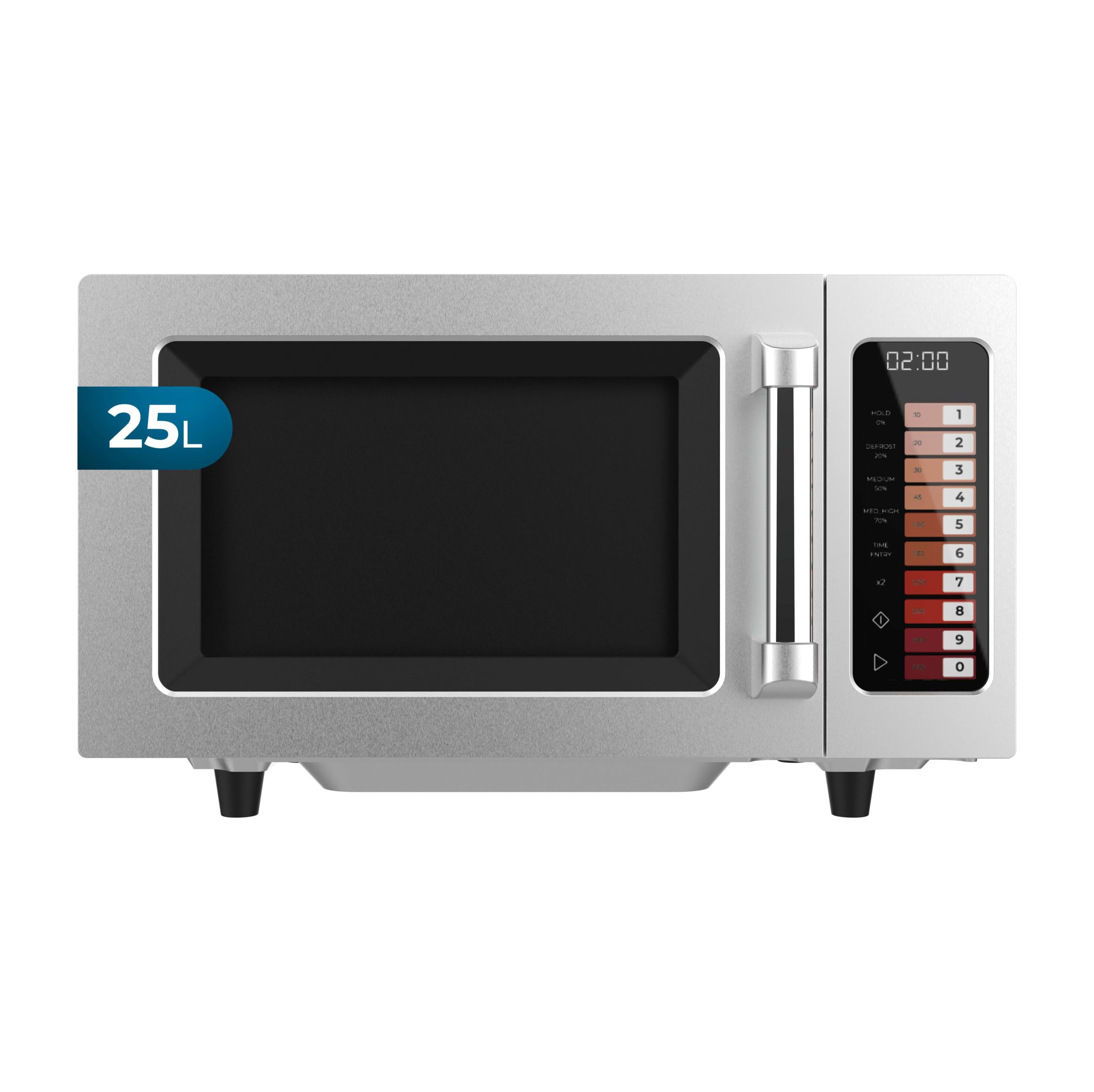 Cecotec Professional Microwave without Plate - 25L - FlatPro 2500 Touch. 1000W, Magnetron, Touch Buttons, Timer 60min, 100 Programs, Adjustable Power, Uniform Defrost, Warning, Stainless Steel