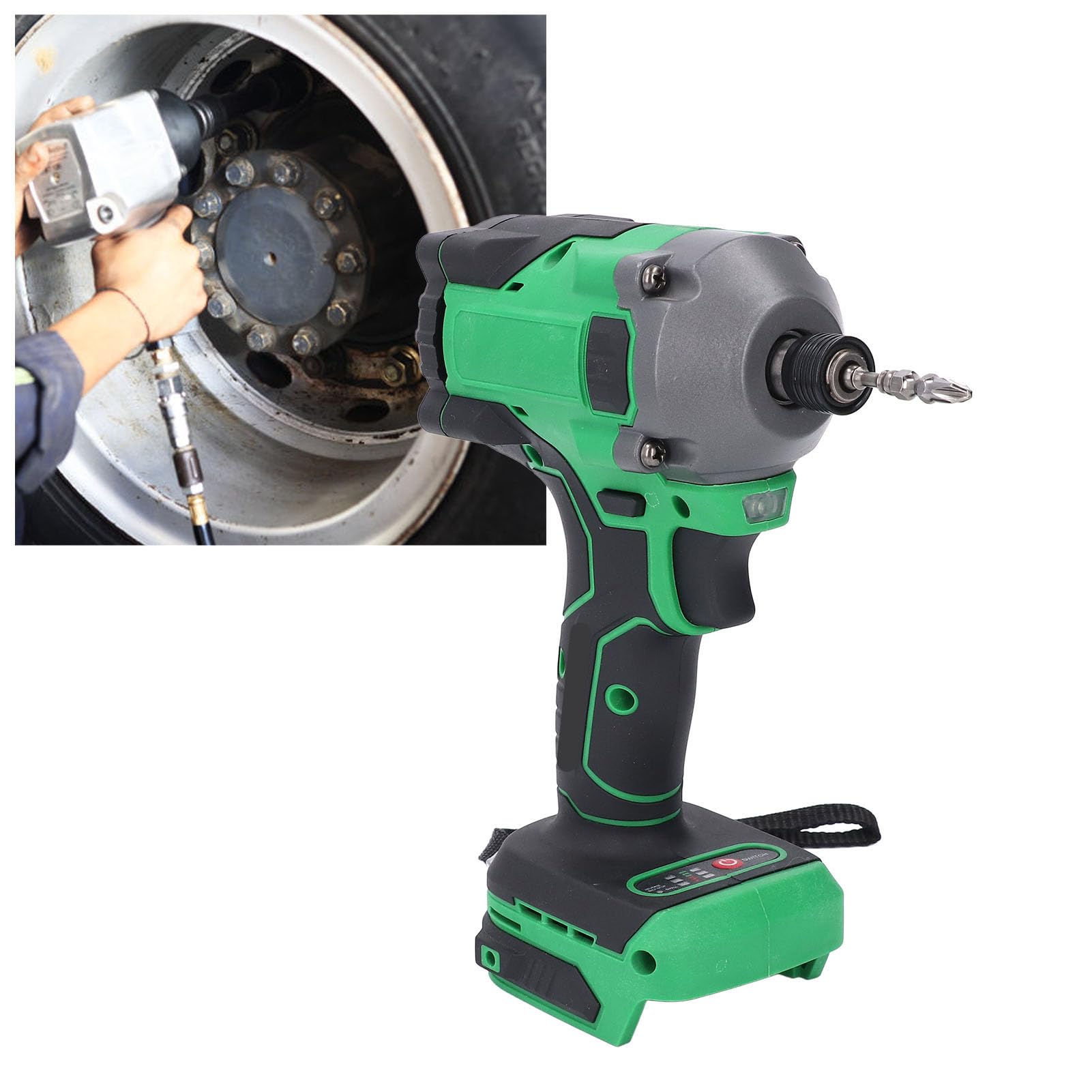 Generic Bezprzewodowy Klucz Udarowy, Bezszczotkowy Klucz Udarowy ABS 550 Nm 0-3400 Obr./min 21 V Zasilany Akumulatorowo Elektryczny Pistolet do Naprawy Samochodów w Garażu do BL1815 BL1860