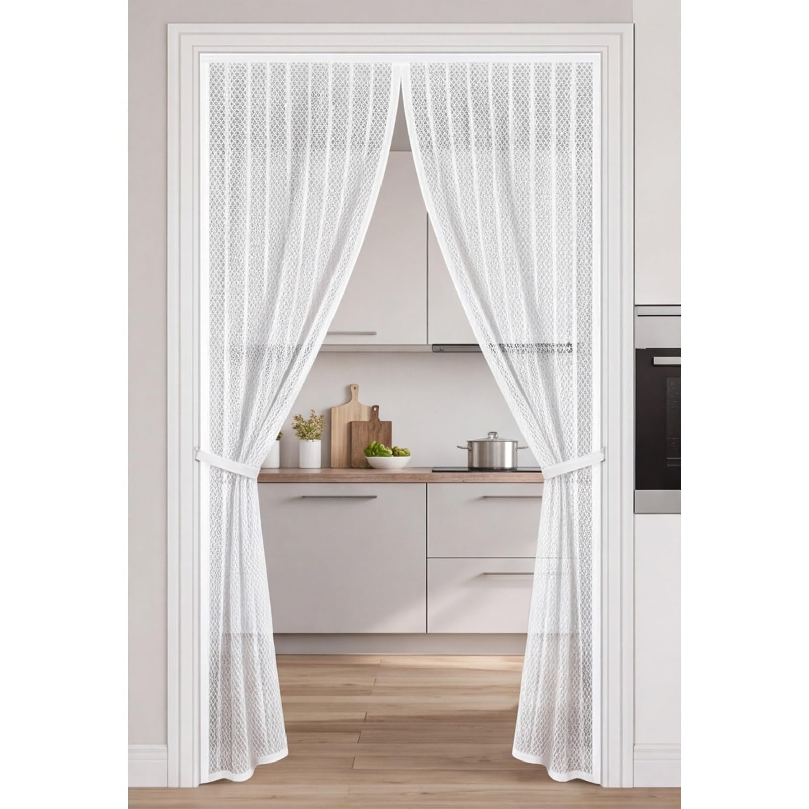 Yxrs White Fly Screens Doors 99 X 173 Cm Frame Hook & Loop Hundreds Of Sizes Fly Insect Screen Door With Powerful Magnets Keeps Bugs Out Easy To Install Without Drilling,