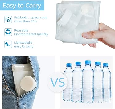 ElifeAcc 5L 10L Collapsible Water Container Storage Bag 2 Packs | Folding Water Carrier Lightweight Water Resistant Easy To Carry Indoor Outdoor Camping Boating Backpack Picnic Emergency Car
