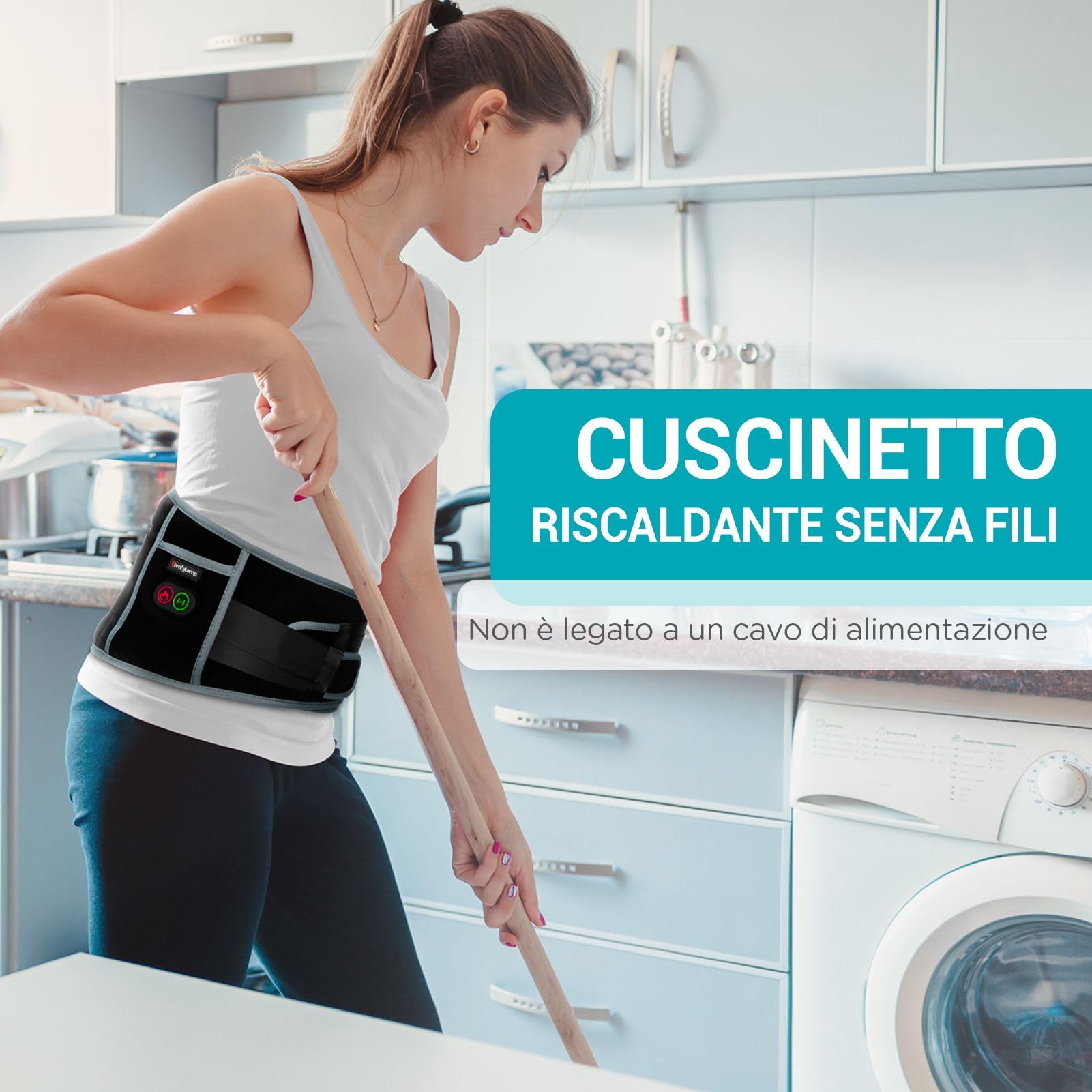 Comfytemp Fascia Lombare Riscaldamento, 3 Livelli di Temperatura, 3 Massaggio a Vibrazione Fascia Riscaldante Lombare, con Spegnimento Automatico, per Schiena Spalle Addome