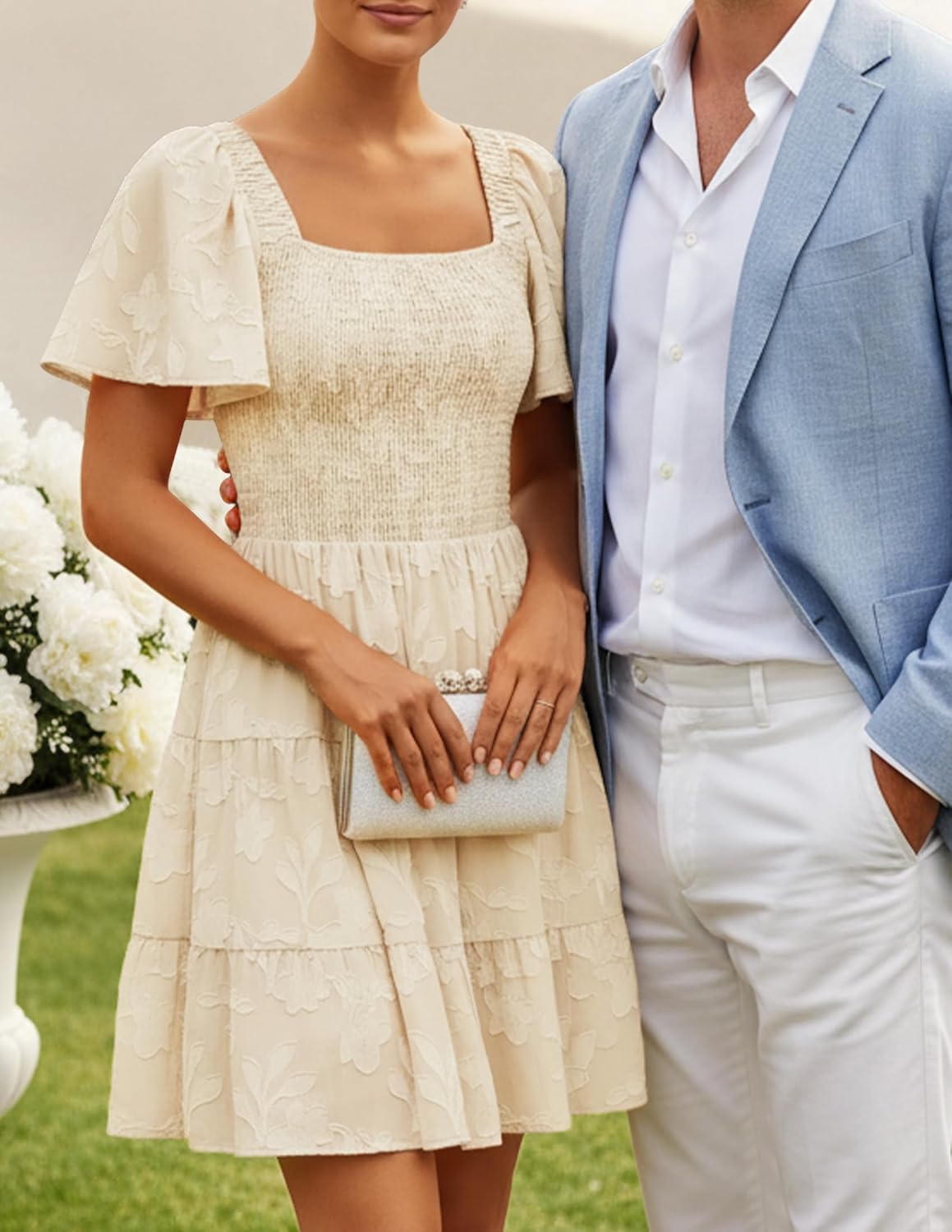 ZESICA Women's Summer Boho Floral Mini Dress 2026 Casual Short Sleeve Square Neck Swing Beach Vacation Sundress - Image 6