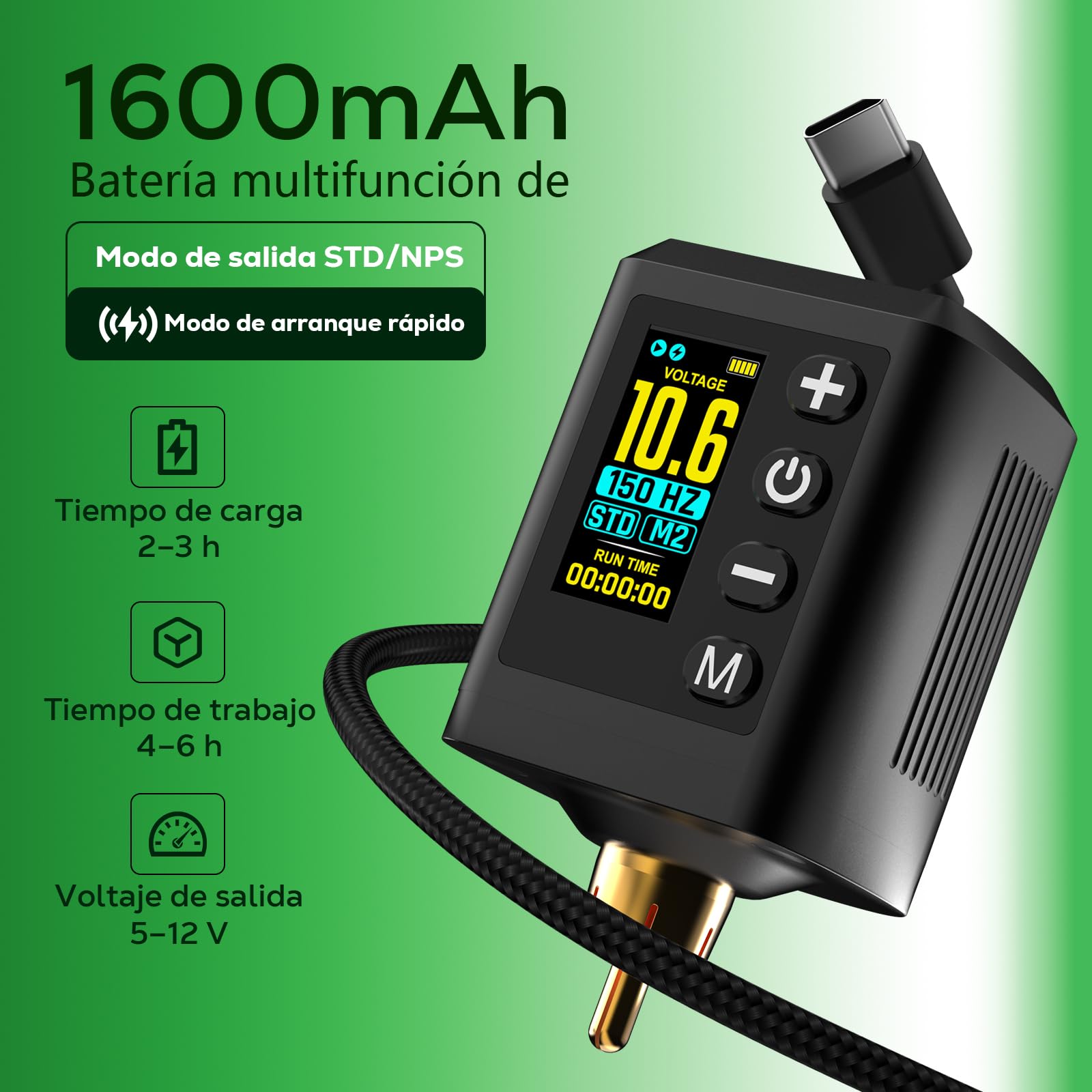 HAWINK Kit de Máquina de Tatuaje Inalámbrica con Batería 1600mAh Modo Normal/Punteado, 20 Cartuchos de Aguja 7 Tintas para tatuaje Jabón Azul Tatto Kit Completo para Principiantes HW-TKP304AEU-9