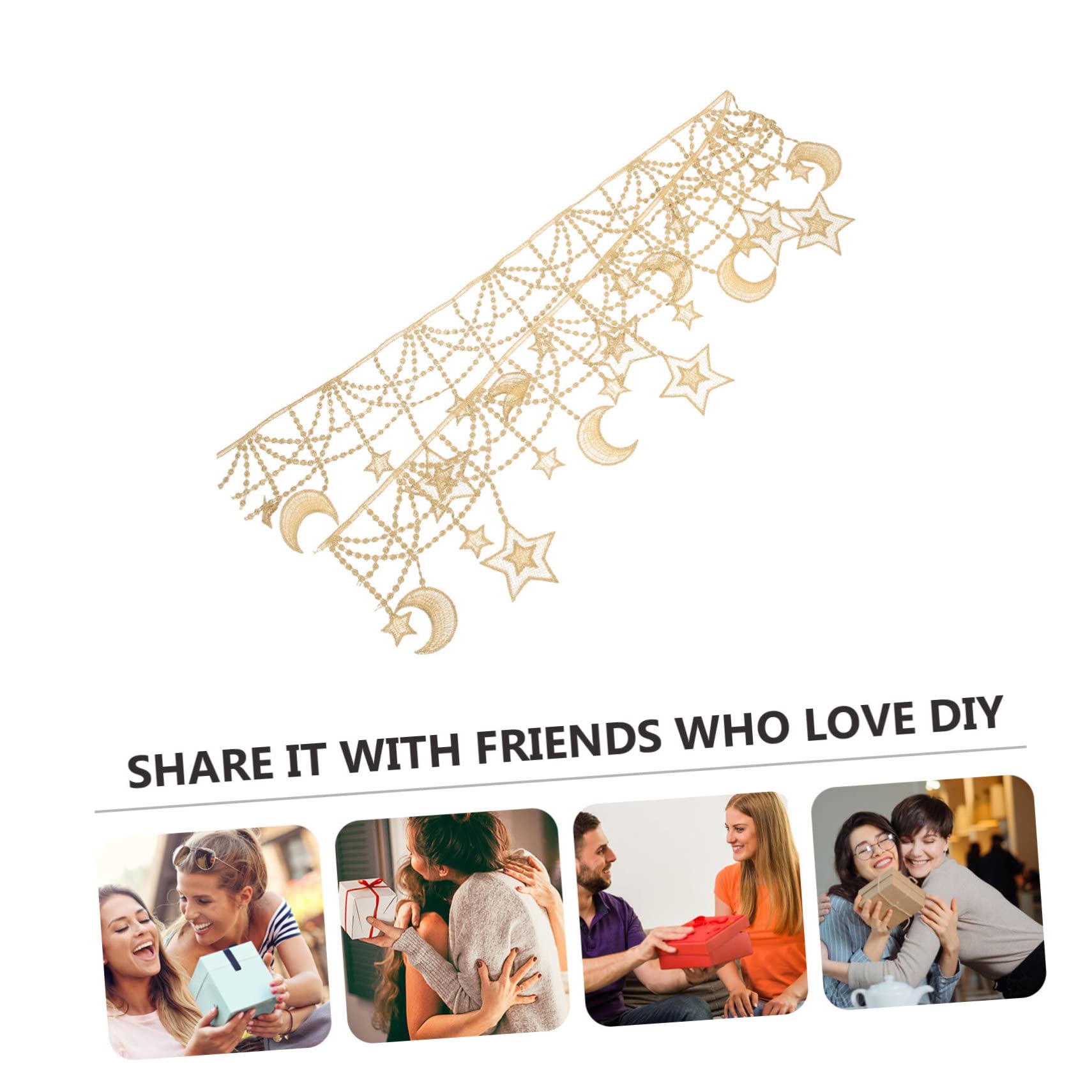 EXCEART 4piezas Cinta De Encaje Decorativa Para Manualidades Cinta De Encaje Para Ropa Estrellas y Para Proyectos De Costura y