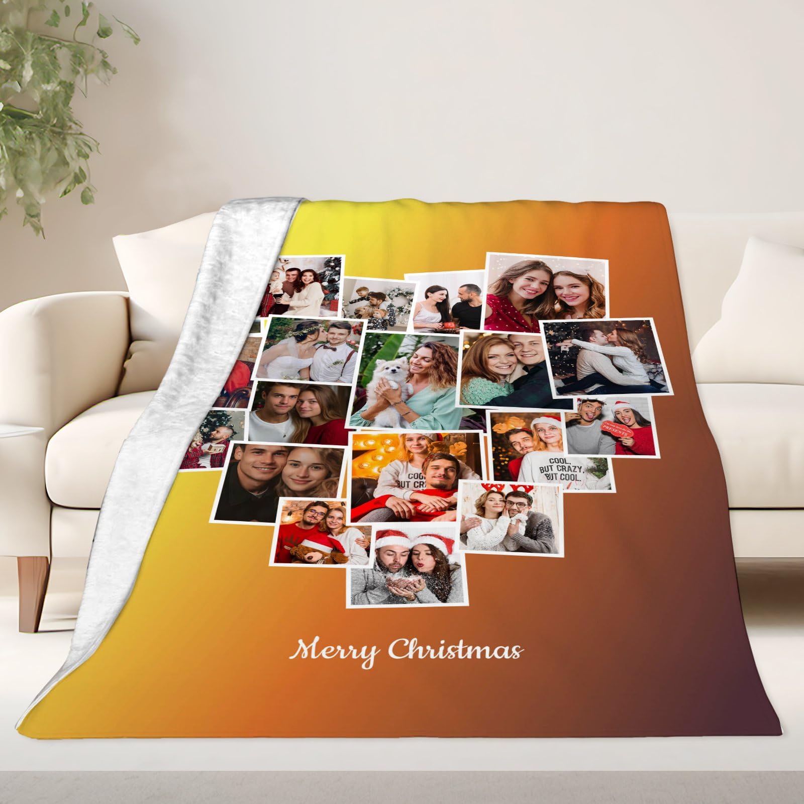 Manta personalizada en forma de corazón con 19 fotos, texto, nombre, regalos para novia, marido, esposa, mamá, papá, hermanos y hermanas