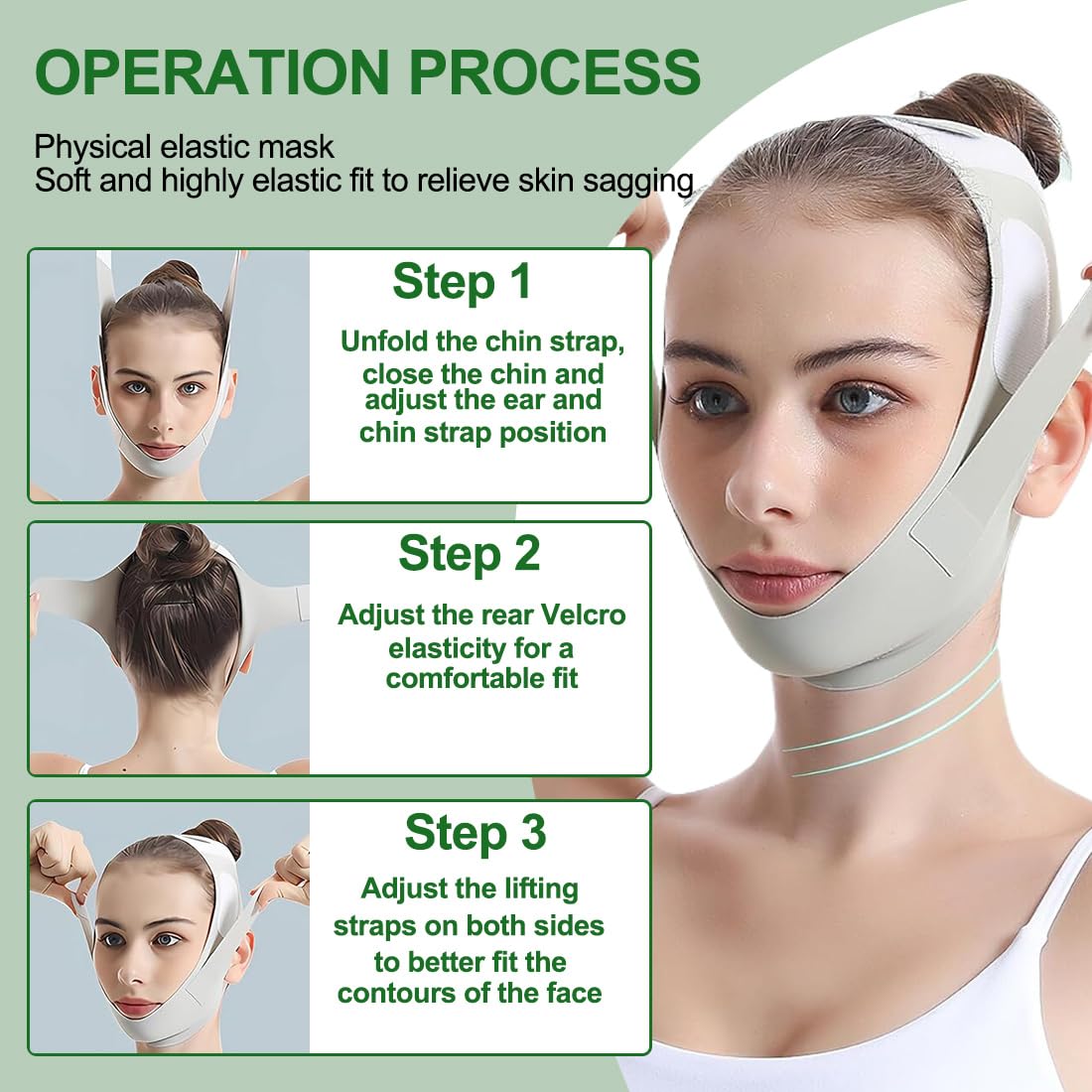 Doppio Mento Maschera Viso Snellente,Maschere Riutilizzabili a V,Fascia per il lifting del viso per il dimagrimento,per il viso Per Facciale a forma di V per viso rassodante anti-rughe