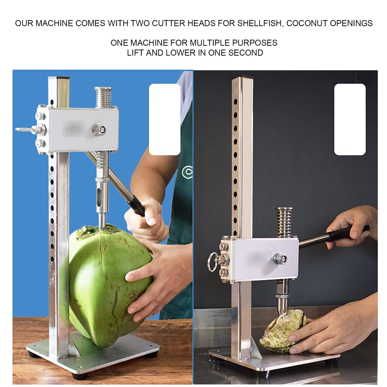 Abridor De Ostras Y Cocos Acero Inoxidable, Juego Herramientas Para Abrir Cocos,Máquina Abridora De Almejas, Abridor De Botellas De Conchas De Ostras, Herramientas Para Mariscos,Opencoconuts-Large
