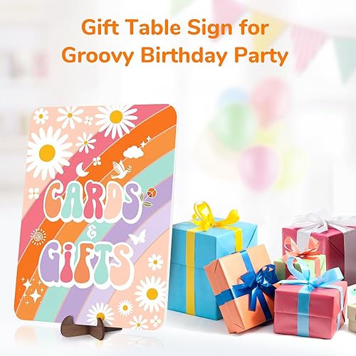 Miniatura 4 de Groovy - Letrero acrílico para decoración de fiesta, 8.3 x 11.7 pulgadas, letrero de mesa con soporte, letrero de mesa de regalo, margaritas, retro,