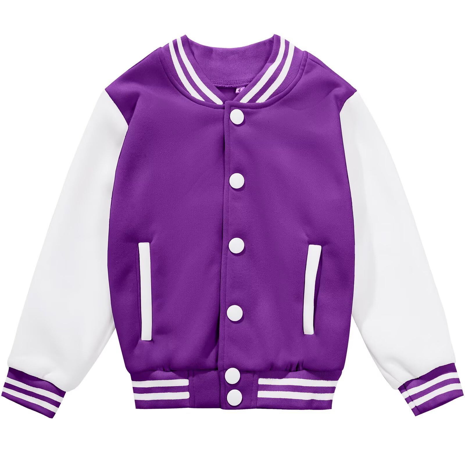 Kids Varsity Baseball Jacket Girls Boys Lightweight Cardigan Sweats Varsity Sport Team Uniforms School Coat with Pocket