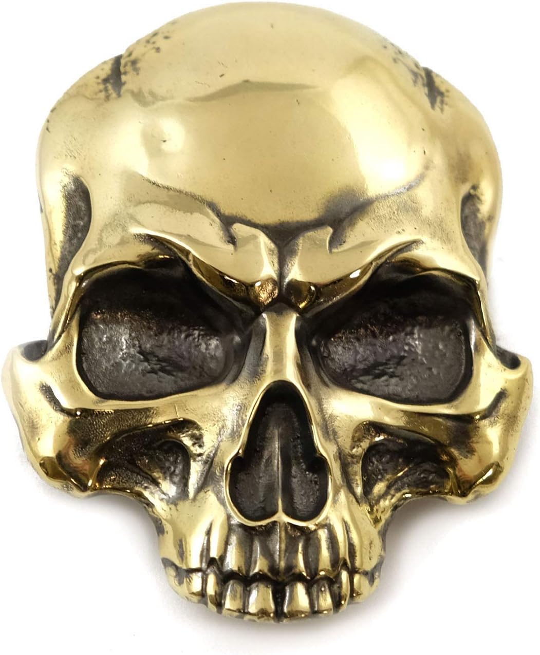 Leather belt with solid brass buckle SKULL, skull belt buckle on casual leather belt 1.5 or 1.8 inches