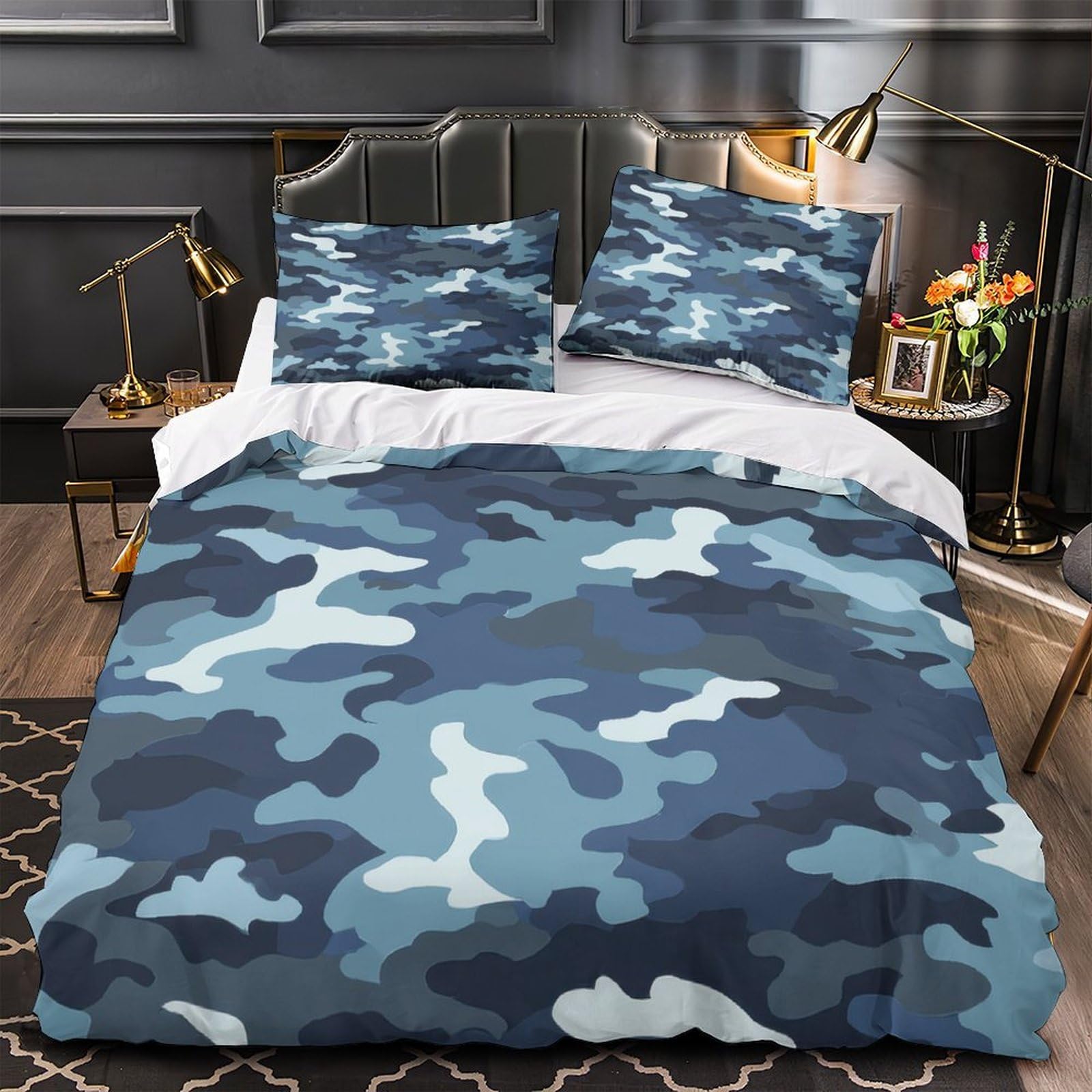 Housse de couette 140x200 motif camouflage parure de lit enfant imprimée 3D