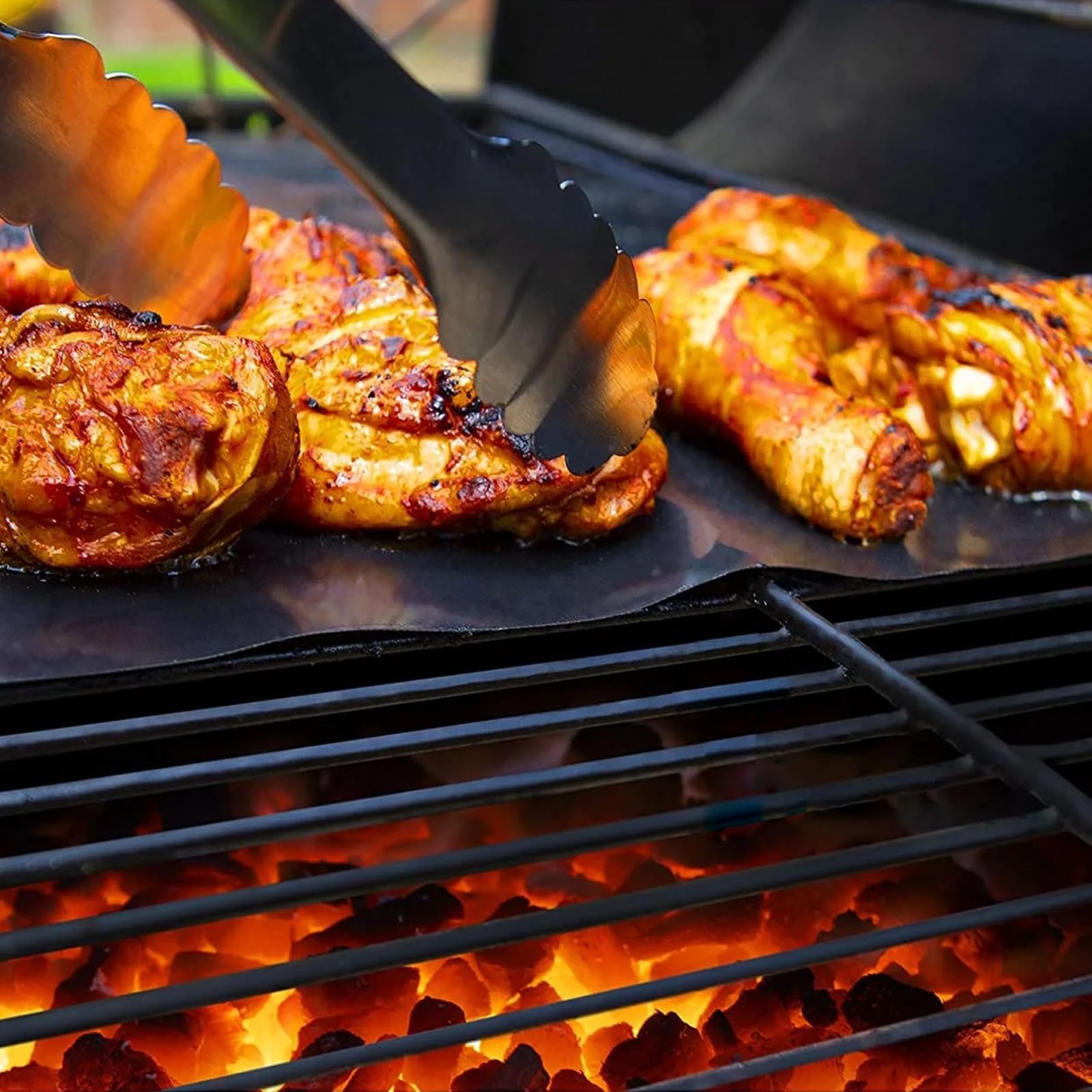 Griglie Per Barbecue Antiaderenti - Set Da 5 Pezzi, 40x33 Cm, Riutilizzabili Per Griglie A Carbone E Gas - Foto 9