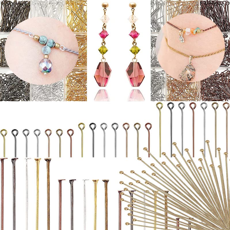 DIY Crafts 225 Gram, Silver, Styles Eye Pins Mix Head Pins Ball Gauge Head Pins Findings Open Eye Pin for Earring Bracelet Pendant Jewelry Making, Color (225 Gram, Silver) Deal