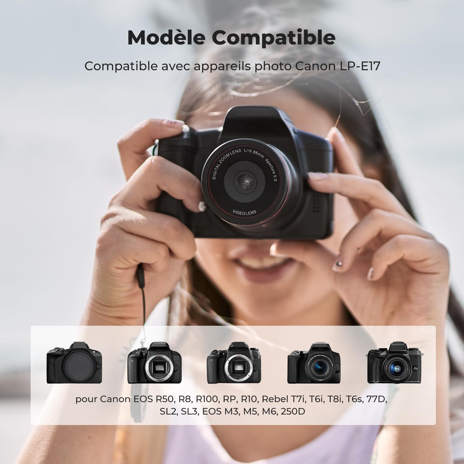 K&F CONCEPT LP-E17 Batterie de Rechange et Chargeur USB Double pour Canon EOS R50 R100 RP R10 R8, Powershot V1, T8i T7i T6i T6s SL2 SL3 M3 M5 M6 200D 750D 760D 800D 8000D
