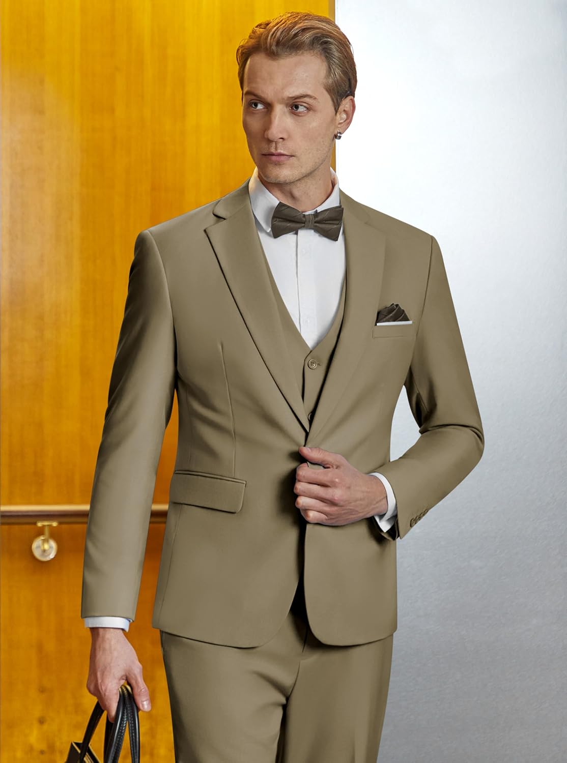 WULFUL Men’s Slim Fit Suit One Button 3-Piece Blazer Dress Business Wedding... - Picture 198 of 257