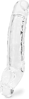 Lovehoney Mega Mighty Thick Penis Sleeve | 1-3 Extra Inches Penis Extender with Ball Loop | Realistic Sexual Stimulation Device | Couples Cock & Girth Enhancer Adult Sex Toys for Men | Clear