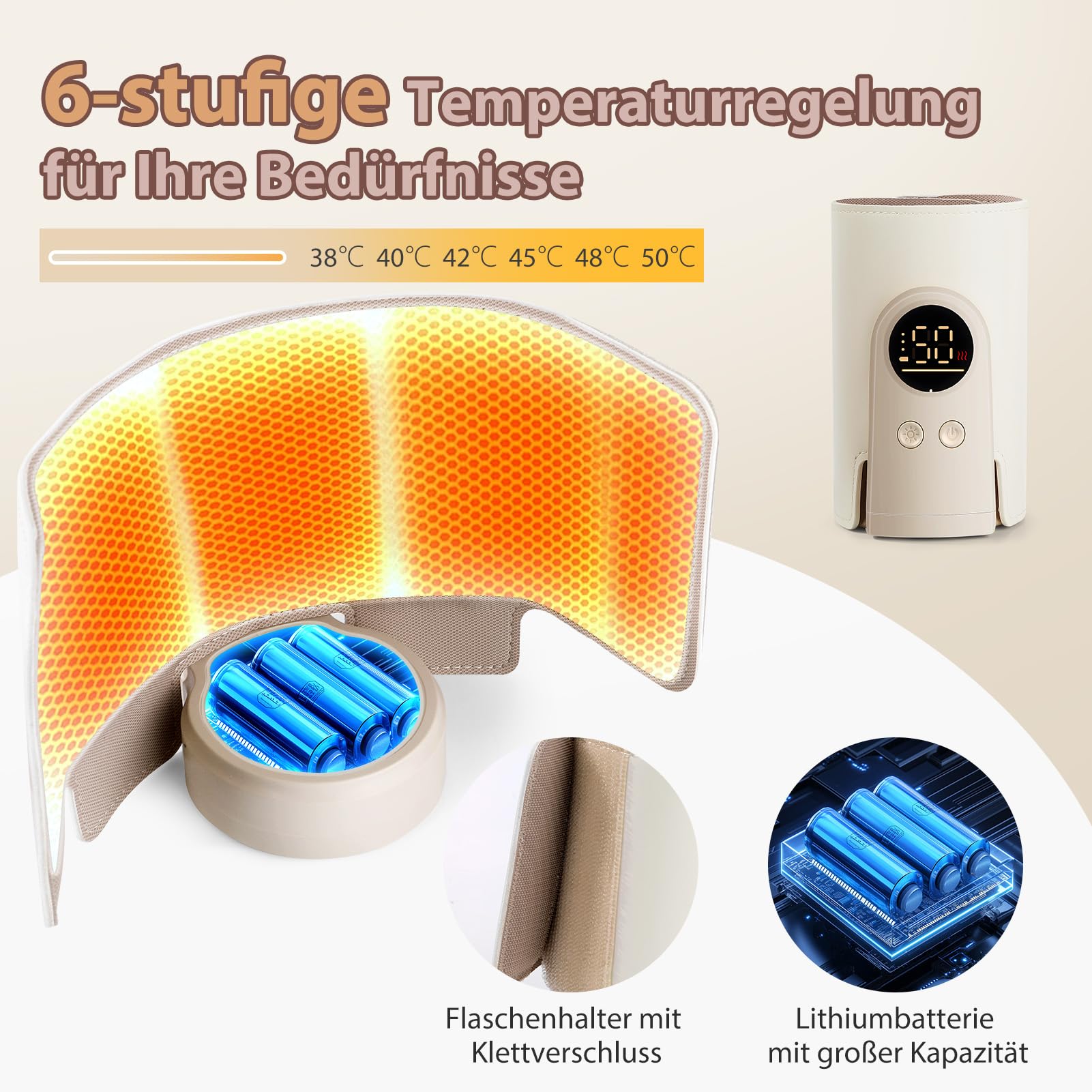 Portable Baby Bottle Warmer, Bottle Warmer Baby On the Go with LCD Display, USB Charging - Image 4