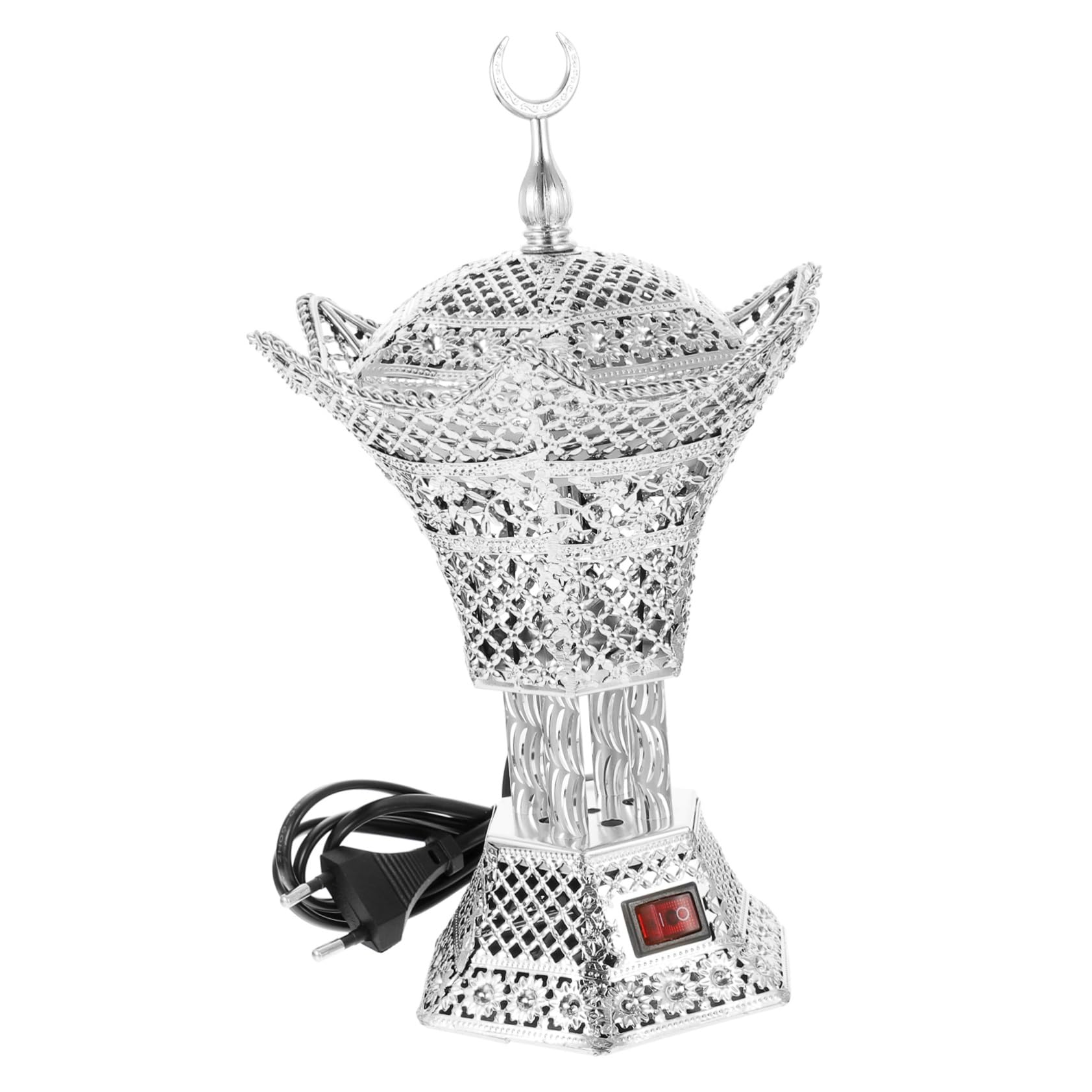 Incensario Eléctrico Enchufable de Hierro Plata para Salón | Acabado Uniforme y Duradero, Limpieza Sencilla, Pieza Decorativa Oriental para Hogar