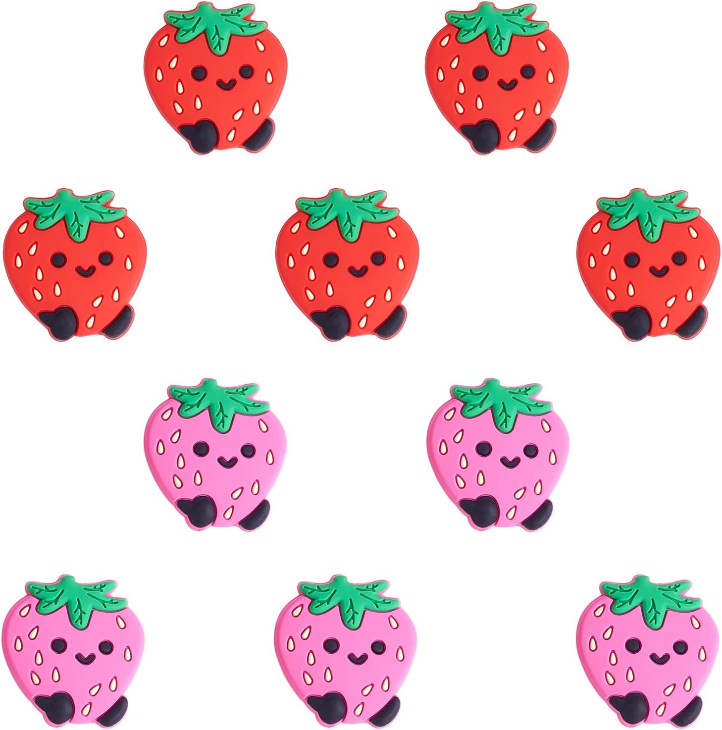 10 Piece Cute Silicone Beads DIY Silicone Bulk Beads for DIY Handicrafts, Beaded Pen, Phone Straps, Bag Pendants (Strawberry)
