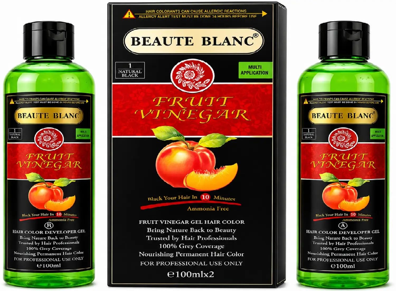 Fruit Vinegar Professional Black Gel Hair Colour, 200 ml | Pack of 2, No Scalp Staining, Fade-Resistant, Gentle Formula, Gel Texture-image-22