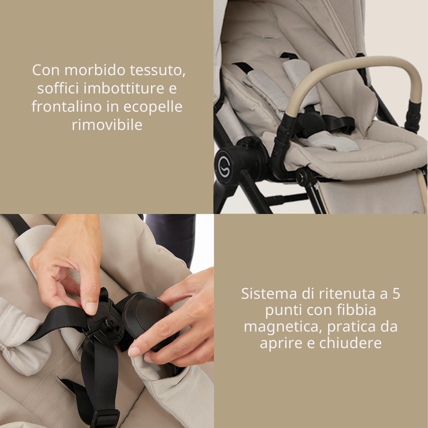 Giordani Trio Sistema Modulare G-Comfort, Passeggino Chiusura Automatica Fronte Mamma Strada 0-22kg, Navicella e Seggiolino Auto con Tasti Memory, Ruote Ammortizzate e Fibbia Magnetica