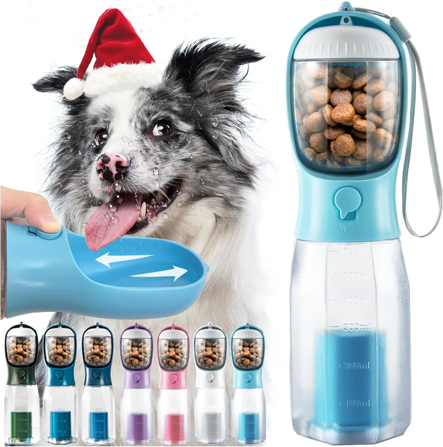 3-in-1 Portable Dog Water Bottle: Travel Bowl, Food, & Poop Bag – 20oz Blue 3-in-1 Portable Dog Water Bottle: Travel Bowl, Food, & Poop Bag – 20oz Blue