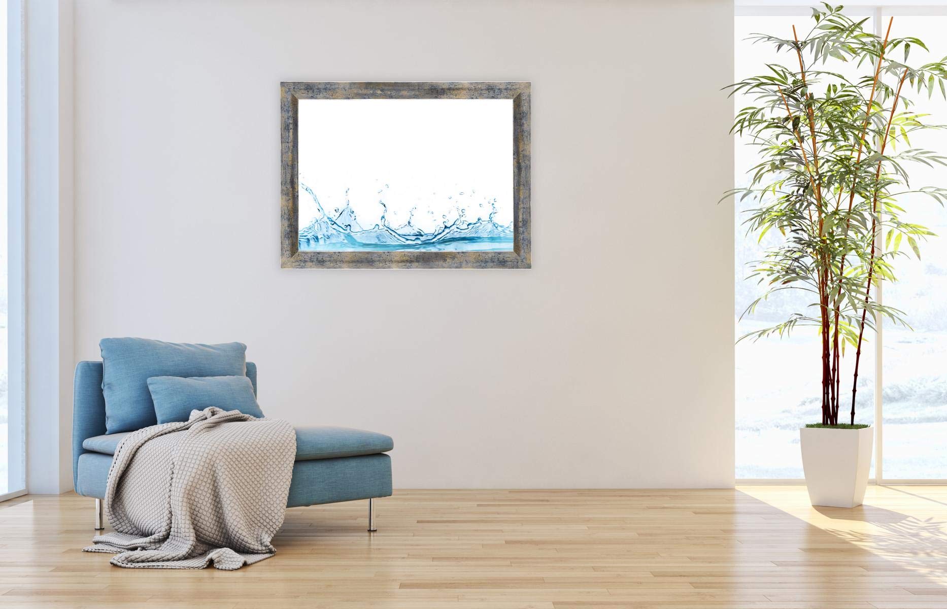 FRAMO Cadre Photo En Bois 23 X 36 Cm Sur Mesure - Or Essuyé | Couleur/Taille Sélectionnable | Verre Acrylique Antireflet | Cadre Pour Puzzle | Photos | Affiche