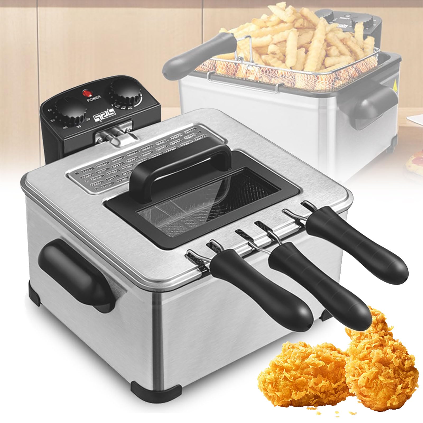 Friteuse électrique 2000W de 5L pour éviter les projections d'huile