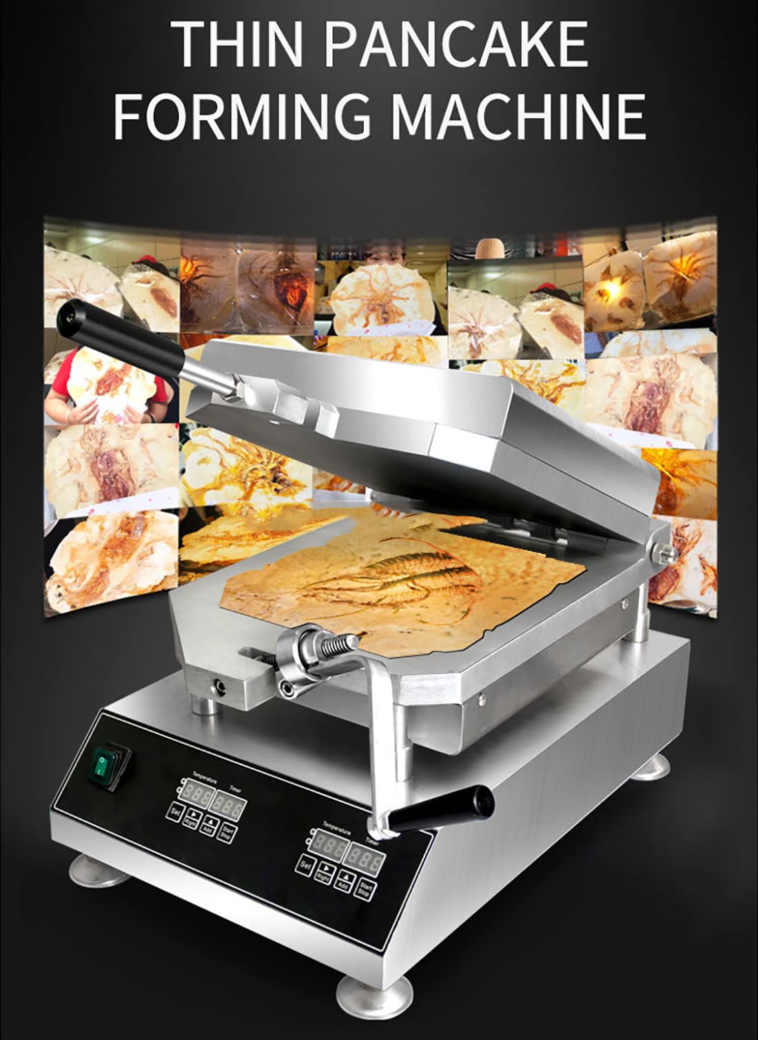 Merienda Comercial Pastel de mariscos Secos Vaporizador de panqueques, Máquina de Pastel fósil de mariscos, Máquina de Pastel fósil de camarones vieiras, Máquina senbei