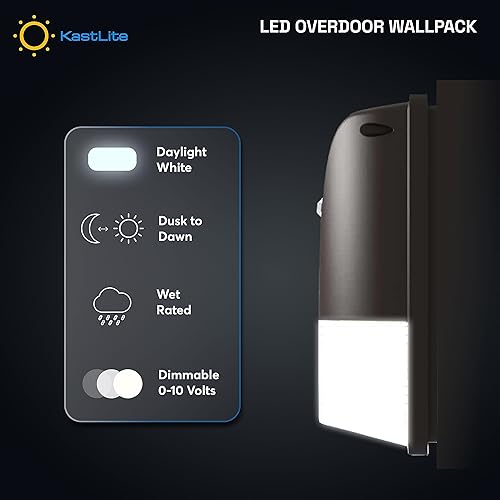 Miniatura 3 de KastLite Paquete de luz LED de pared con fotocélula del anochecer al amanecer  4000 lúmenes equivalente a 150 vatios  Iluminación de seguridad