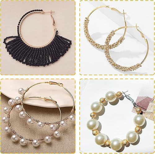 Miniatura 7 de 60 aretes de aro de acero inoxidable con cuentas redondas, aretes abiertos para hacer joyas, manualidades, creación de arte (1.575 pulgadas + 1.772
