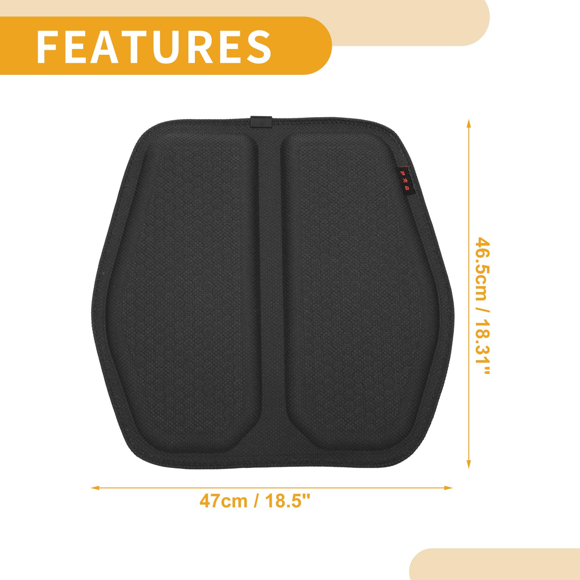Coussin De Siège Auto Noir 1 Pièce pour Voyage Anti-Dérapante | Taille: 47X46.5Cm, Matériau: Gel, Universel, Housse De Protection, Convient Pour Camion, SUV