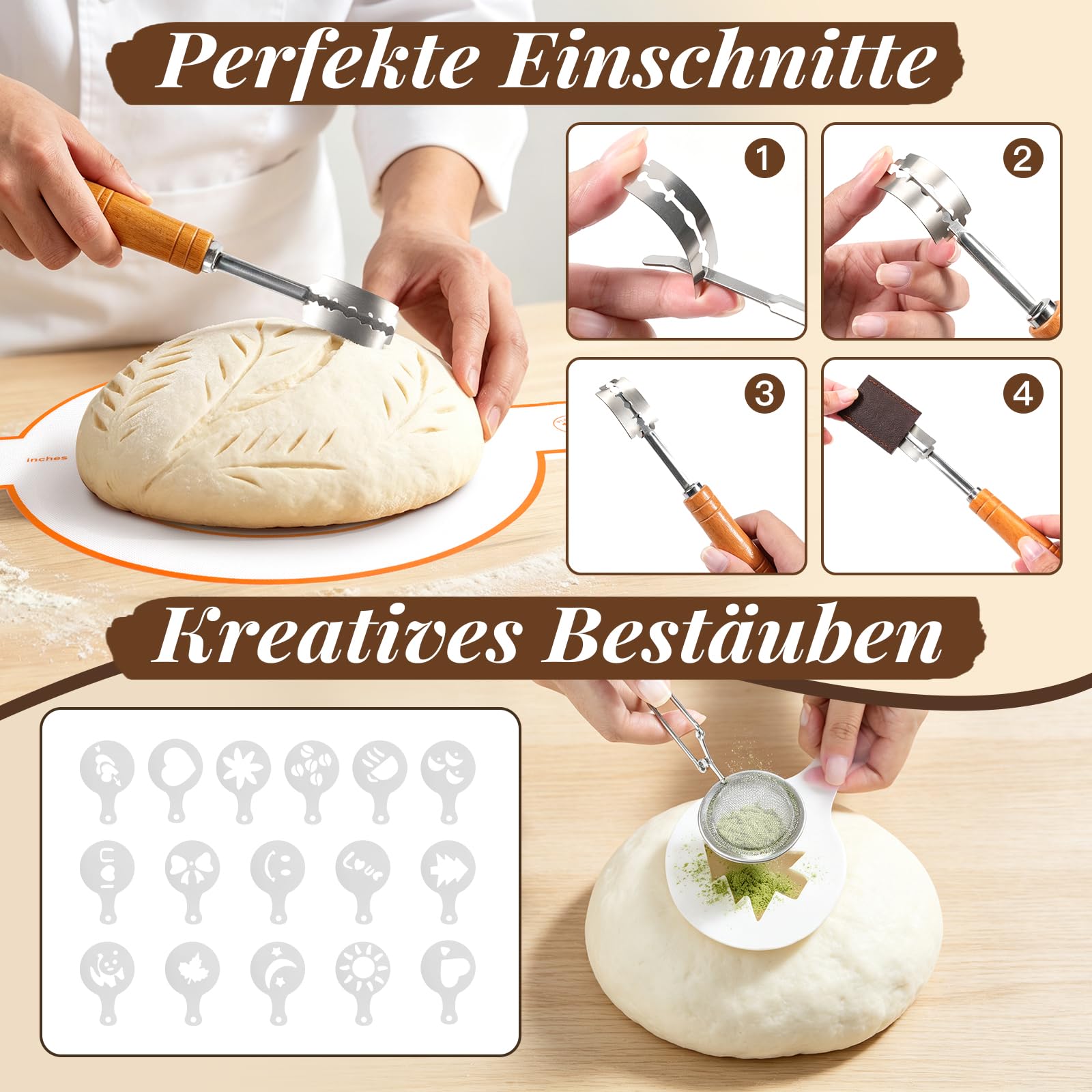 Amteker Sauerteig Starter Set, Gärkörbchen Oval Rund, Geschenke für Frauen