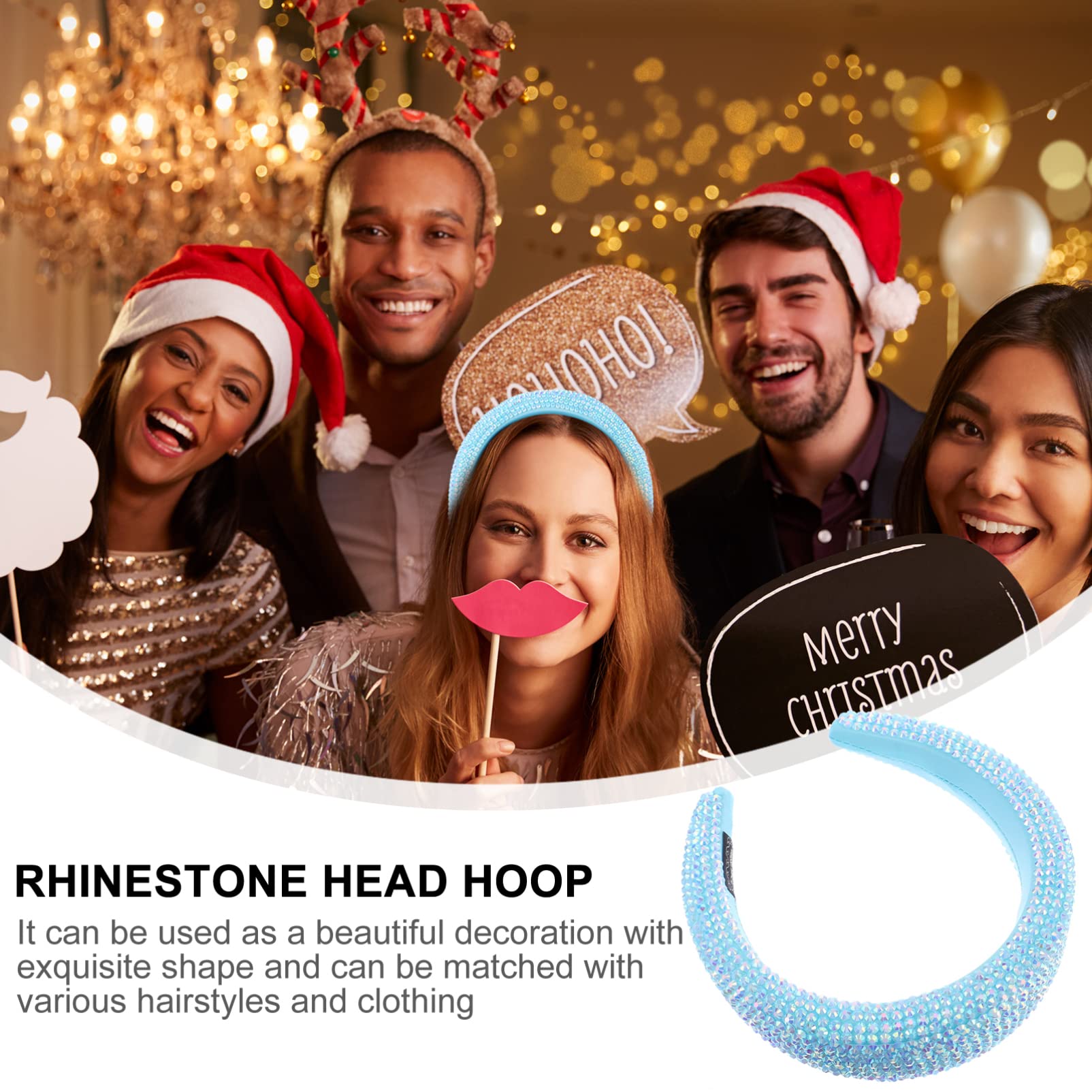 minkissy 3piezas Anillo De Pelo De Cristales Brillantes Acolchado Para Mujer Diadema De Amplio Accesorio Elegante Para Fiestas y Uso Diario
