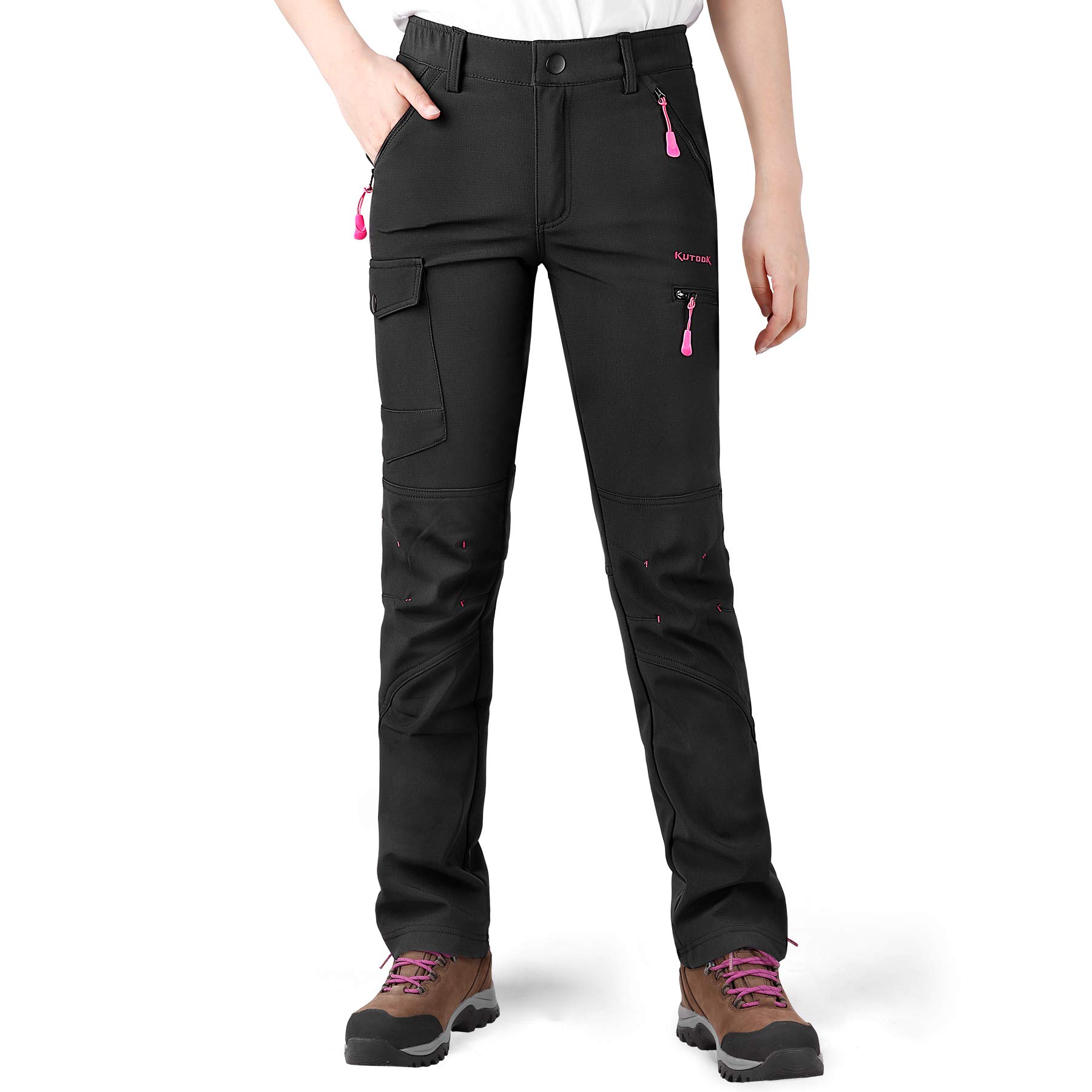 KUTOOK Women's Windproof Fleece Lined Cargo Pants
