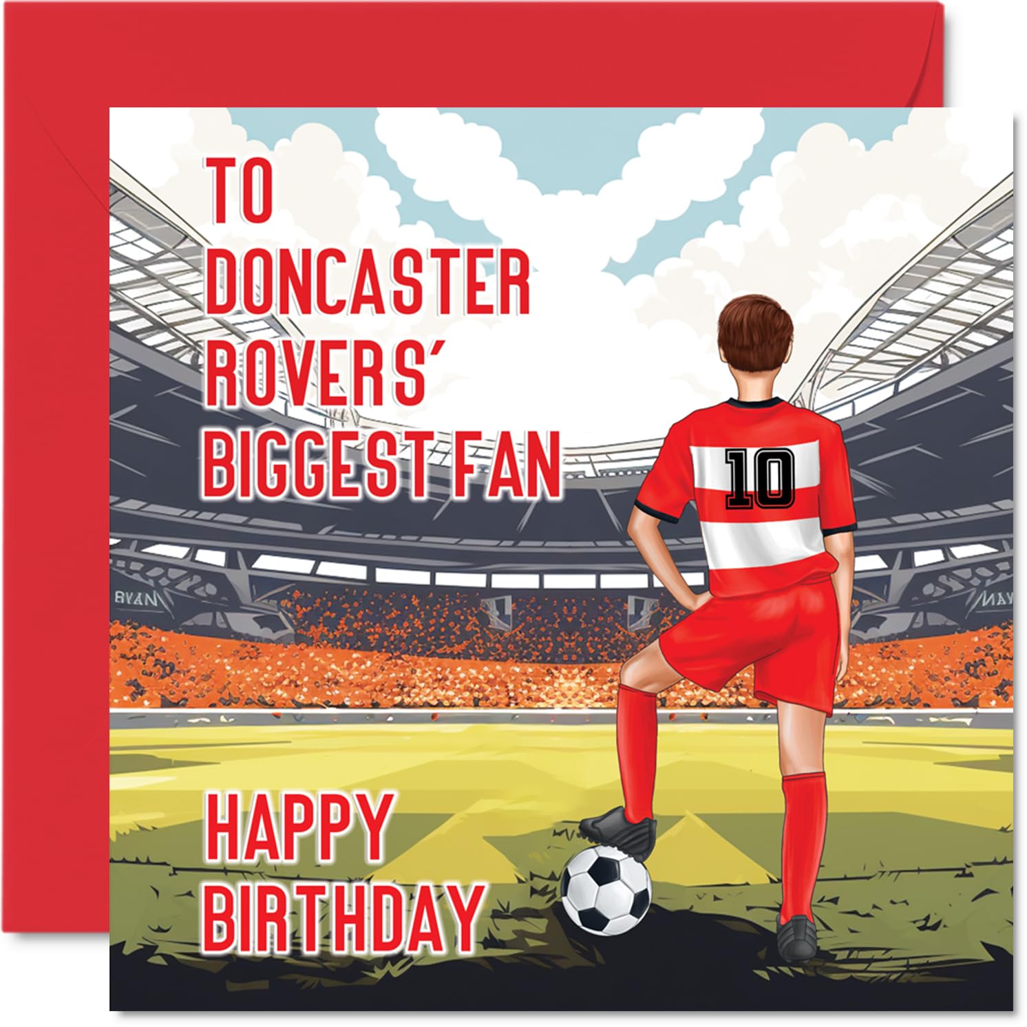 Football Birthday Card for Doncaster Fans Biggest Fan Fun Happy