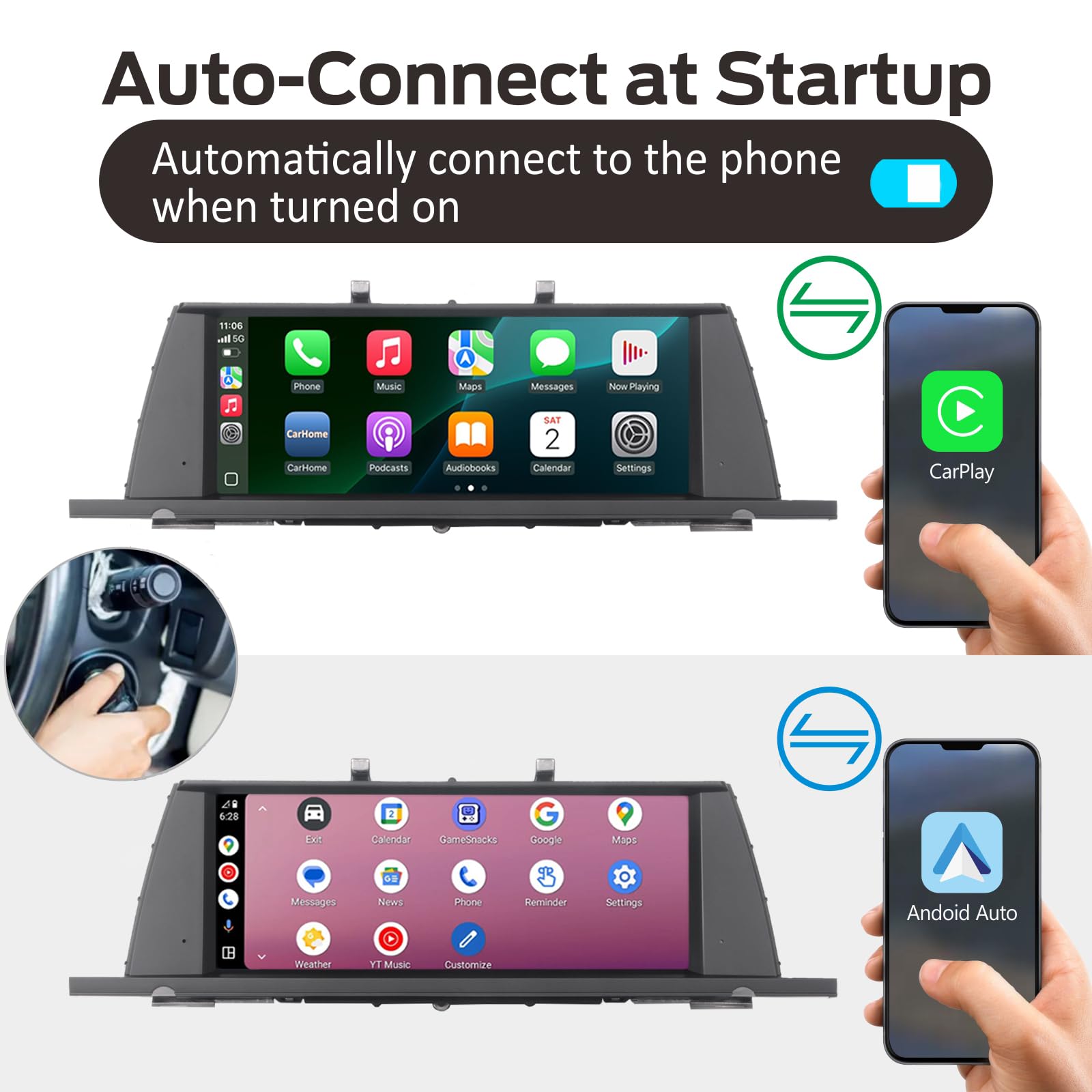 Fast Boot Linux Radio samochodowe kompatybilne z BMW serii F07 5GT (2010-2012) CIC iDrive Upgrade | Bluetooth/Wireless CarPlay/Android Auto, Retains OEM Controls