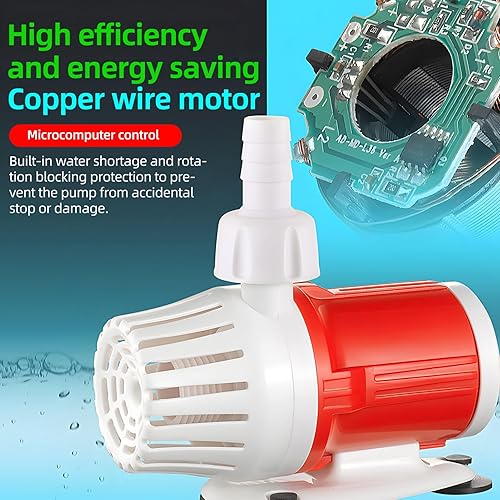 Miniatura 8 de Bomba de agua para acuario de 24 V CC 25 W, bomba de retorno ultra silenciosa, bomba sumergible, bomba de agua hidropónica solar sin escobillas para