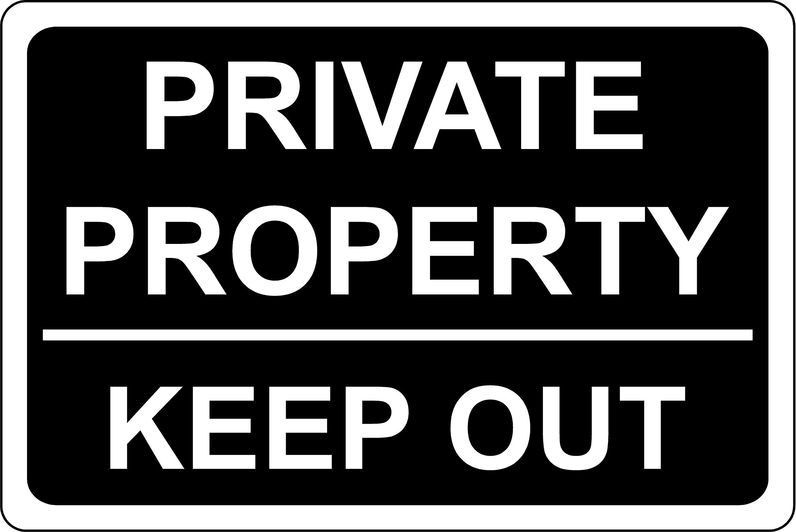 Private property keep out sign - Self adhesive sticker 300mm x 200mm